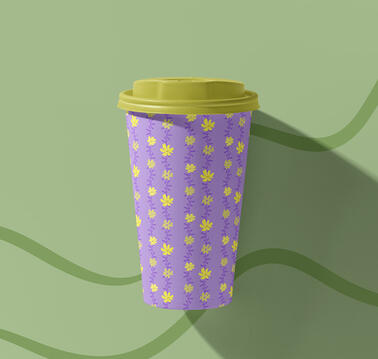 Coffee cup with floral pattern