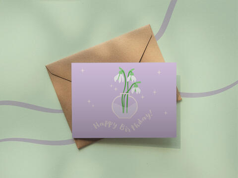 Greeting card with floral bouquet