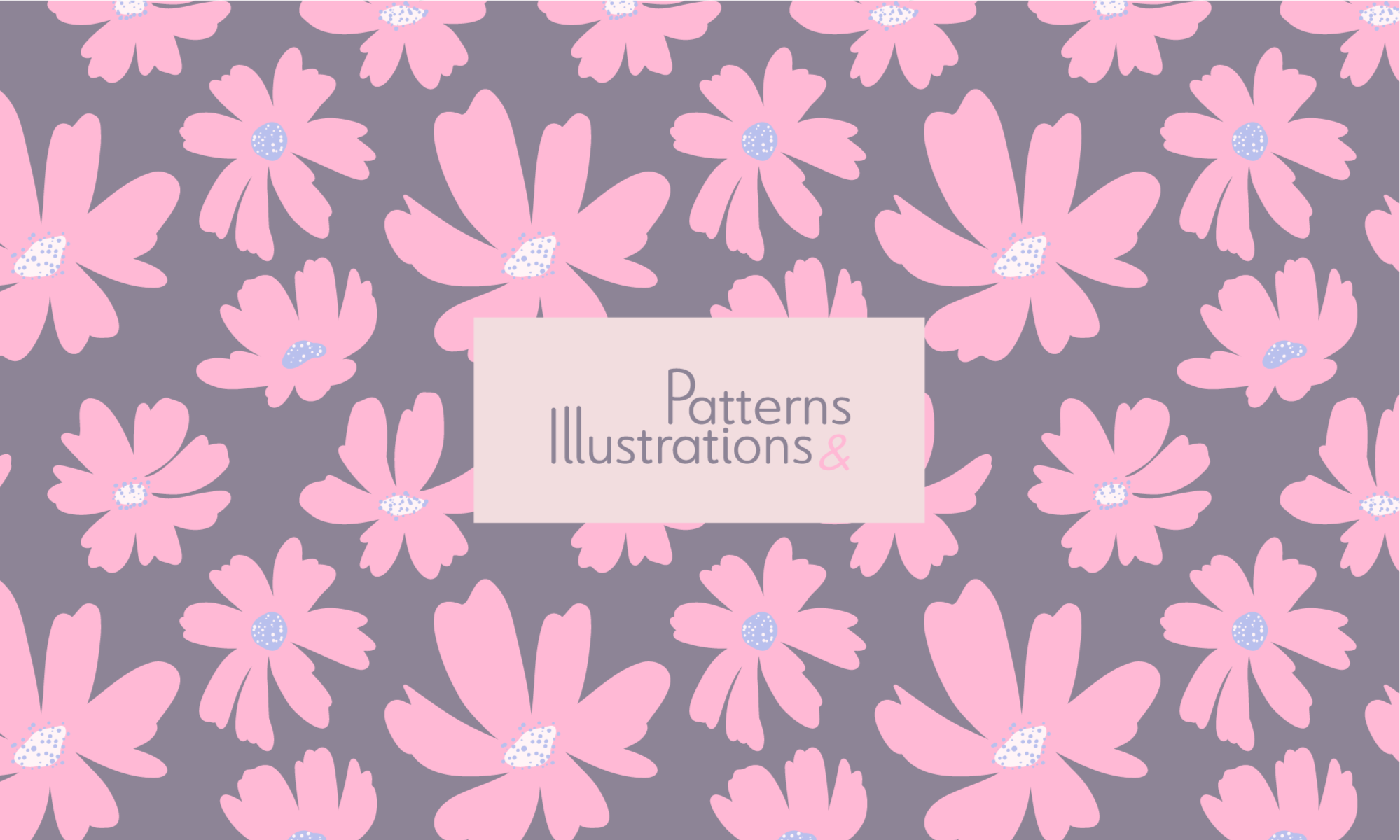 Banner with floral pattern and text Patters and Illustrations