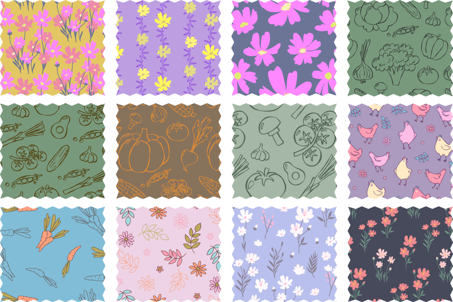Image with different seamless patterns samples